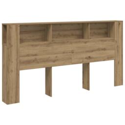 Berkfield Home Headboard Cabinet Artisian Oak 200x18.5x102.5 cm Engineered Wood in Brown - thumbnail 3
