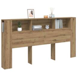 Berkfield Home Headboard Cabinet Artisian Oak 200x18.5x102.5 cm Engineered Wood in Brown - thumbnail 1