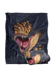 JQ Licensing Jlo T-Rex Ripping Dinosaur Silky Touch Super Soft Throw Blanket 152 X 127 cm in White - thumbnail 2