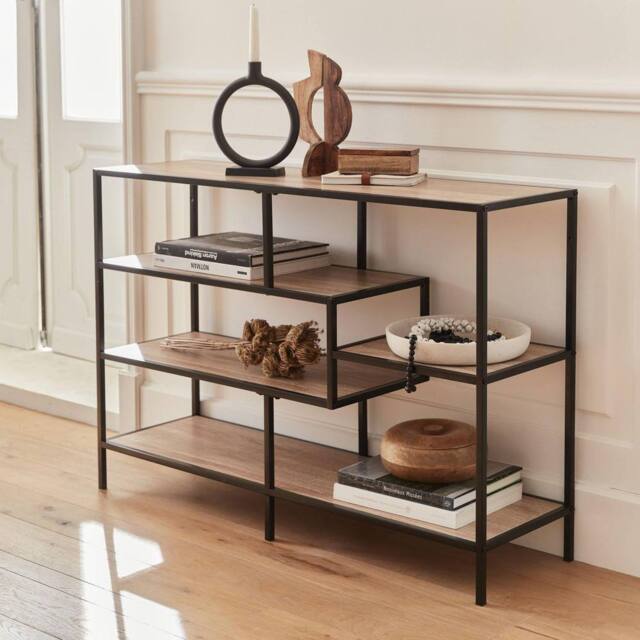 sweeek 5-level Industrial Bookshelf In Metal & Wood Effect in Light Brown - image 1