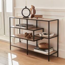 sweeek 5-level Industrial Bookshelf In Metal & Wood Effect in Light Brown - thumbnail 1