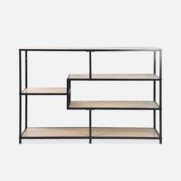 sweeek 5-level Industrial Bookshelf In Metal & Wood Effect in Light Brown - thumbnail 2