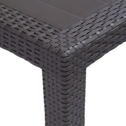 Berkfield Home Garden Table Brown 150x90x72 cm Plastic Rattan Look - Size: 150 x 90 x 72 cm - thumbnail 3