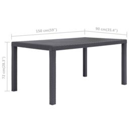 Berkfield Home Garden Table Brown 150x90x72 cm Plastic Rattan Look - Size: 150 x 90 x 72 cm - thumbnail 5