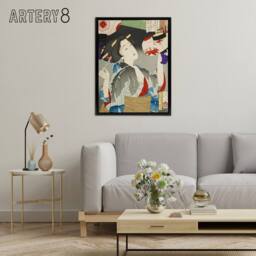 "Artery8 Tsukioka Yoshitoshi Kyoto Waitress in the Meiji Era Framed Canvas Art - Size: W12"" x H16""" - thumbnail 3