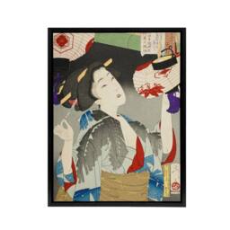 "Artery8 Tsukioka Yoshitoshi Kyoto Waitress in the Meiji Era Framed Canvas Art - Size: W12"" x H16""" - thumbnail 1