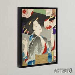 "Artery8 Tsukioka Yoshitoshi Kyoto Waitress in the Meiji Era Framed Canvas Art - Size: W12"" x H16""" - thumbnail 2