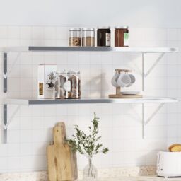 Berkfield Home Shelf Brackets 4 pcs 40x2.5x25 cm Silver Stainless Steel