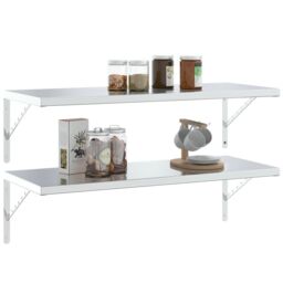 Berkfield Home Shelf Brackets 4 pcs 40x2.5x25 cm Silver Stainless Steel - thumbnail 4