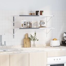 Berkfield Home Shelf Brackets 4 pcs 40x2.5x25 cm Silver Stainless Steel - thumbnail 3