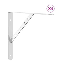 Berkfield Home Shelf Brackets 4 pcs 40x2.5x25 cm Silver Stainless Steel - thumbnail 2