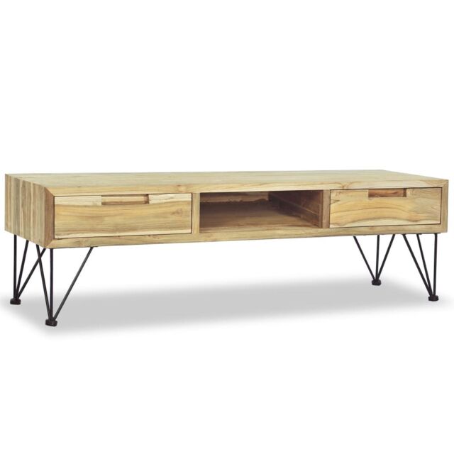 Berkfield Home TV Cabinet 120x35x35 cm Solid Teak in Brown - Size: 120 x 35 x 35 cm - image 1