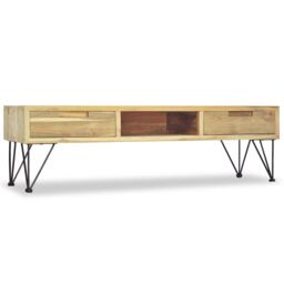 Berkfield Home TV Cabinet 120x35x35 cm Solid Teak in Brown - Size: 120 x 35 x 35 cm - thumbnail 4