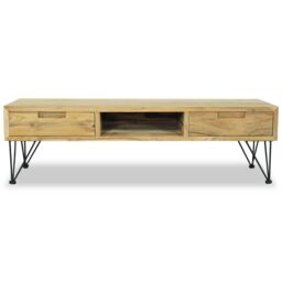 Berkfield Home TV Cabinet 120x35x35 cm Solid Teak in Brown - Size: 120 x 35 x 35 cm - thumbnail 6