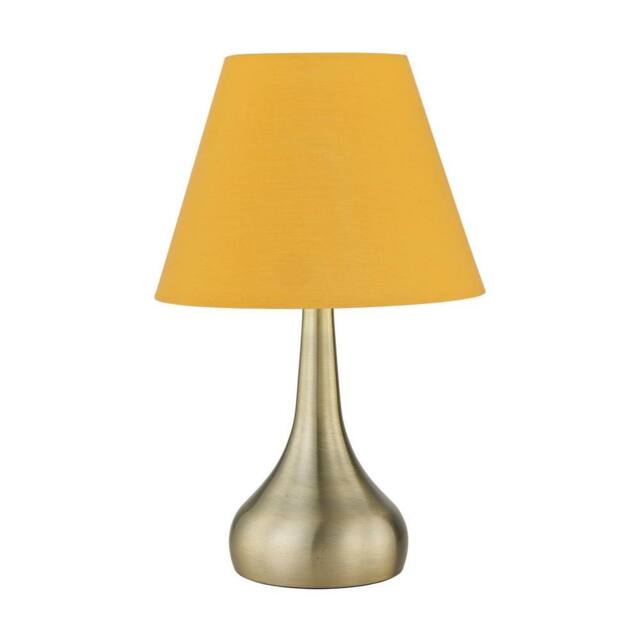 First Choice Lighting Romana - Antique Brass Touch Operated Table Lamp with Ochre Shade in Bronze - image 1