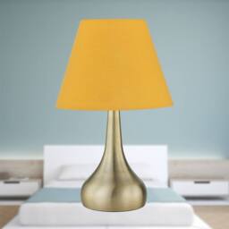 First Choice Lighting Romana - Antique Brass Touch Operated Table Lamp with Ochre Shade in Bronze - thumbnail 3