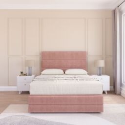 "Sloomy Monaco Bed Base No Drawers 12"" Footboard & 26"" Struts Headboard in Pink - Size: King" - thumbnail 2