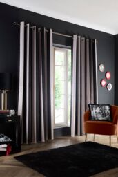 Laurence Llewelyn-Bowen 'Festivo Stripe' Striped Velvet Blackout Pair of Eyelet Curtains in Black - Size: 229 cm width x 229 cm drop
