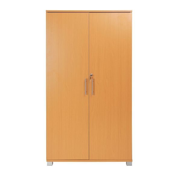 Moderna Wooden Storage Cabinet Lockable 2 Doors Beech 140cm in Brown - image 1