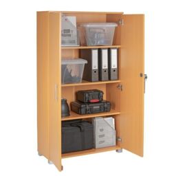 Moderna Wooden Storage Cabinet Lockable 2 Doors Beech 140cm in Brown - thumbnail 5