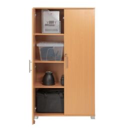 Moderna Wooden Storage Cabinet Lockable 2 Doors Beech 140cm in Brown - thumbnail 2