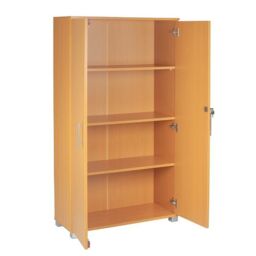 Moderna Wooden Storage Cabinet Lockable 2 Doors Beech 140cm in Brown - thumbnail 3