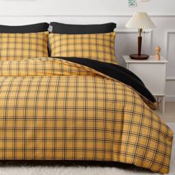 Pamposh Premium Checkered Duvet Cover Set in Yellow - Size: Super King - thumbnail 2