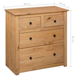Berkfield Home Sideboard 80x40x83 cm Pinewood Panama Range in Brown - Size: 80 x 40 x 83 cm - thumbnail 9