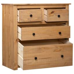 Berkfield Home Sideboard 80x40x83 cm Pinewood Panama Range in Brown - Size: 80 x 40 x 83 cm - thumbnail 3