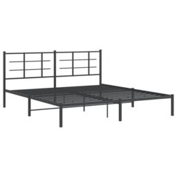 Berkfield Home Metal Bed Frame without Mattress with Headboard Black 183x213cm - Size: 183x213 cm - thumbnail 3
