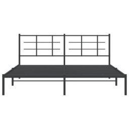 Berkfield Home Metal Bed Frame without Mattress with Headboard Black 183x213cm - Size: 183x213 cm - thumbnail 5