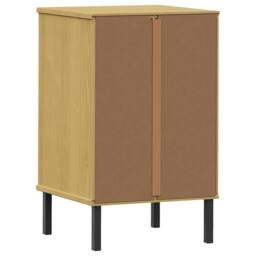Berkfield Home Bedside Cabinet with Metal Legs Brown Solid Wood Pine OSLO in Light Brown - thumbnail 7
