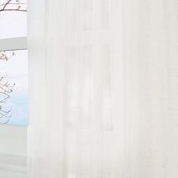 OHS Linen Look Voile Curtains 2 Panels Net Rod Slot Top Pair in Natural - Size: 140 cm width x 220 cm drop - thumbnail 3