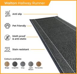 runrug Hallway Carpet Runner Rug - Soft & Comfy, Non-Slip, 8mm - Walton' in Grey - Size: 100 cm x 330 cm - thumbnail 3