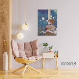 "Artery8 Cafe Concert Song of the Dog Edgar Degas Vintage Canvas Wall Art in Blue - Size: W18"" x H24""" - thumbnail 3