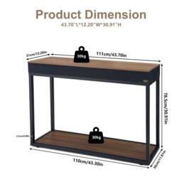 KORVIXA Console Table Metal Frame Hallway Table Display Stand in Brown - Size: 100 cm x 100 cm - thumbnail 2