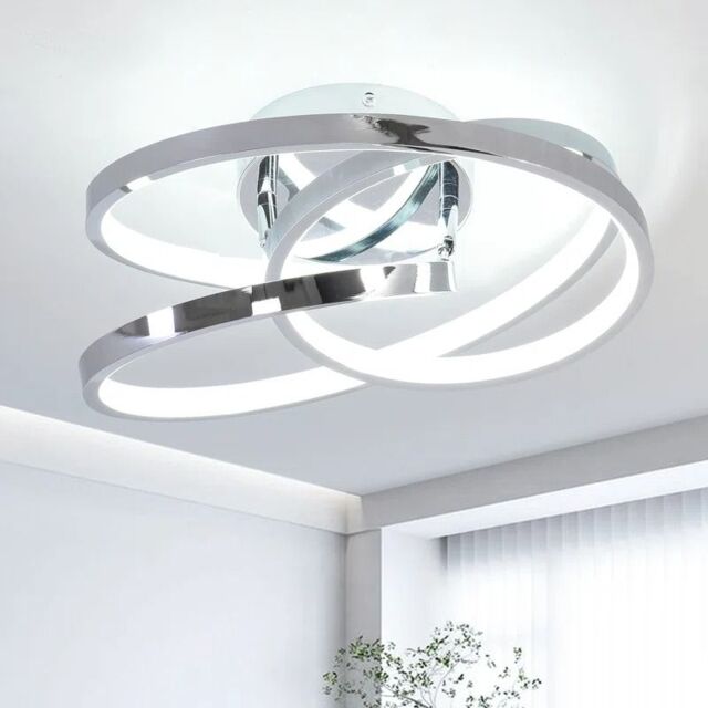 Garwarm 1 - Light 30cm Unique/Statement Geometric LED Semi Flush Mount in Silver