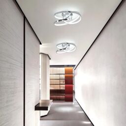 Garwarm 1 - Light 30cm Unique/Statement Geometric LED Semi Flush Mount in Silver - thumbnail 2
