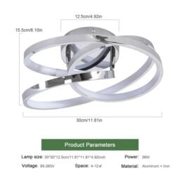 Garwarm 1 - Light 30cm Unique/Statement Geometric LED Semi Flush Mount in Silver - thumbnail 6