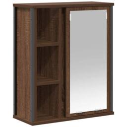 Berkfield Home Decorative Bathroom Wall Cabinet with Mirror Brown Oak 50x21x60 cm - Size: 50 x 21 x 60 cm - thumbnail 3