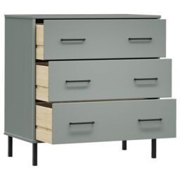 Berkfield Home Sideboard with 3 Drawers Grey 77x40x79.5 cm Solid Wood OSLO - thumbnail 5