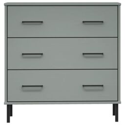 Berkfield Home Sideboard with 3 Drawers Grey 77x40x79.5 cm Solid Wood OSLO - thumbnail 4