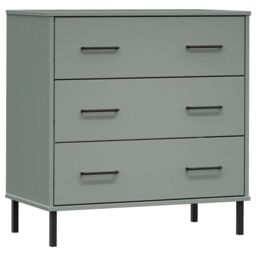 Berkfield Home Sideboard with 3 Drawers Grey 77x40x79.5 cm Solid Wood OSLO - thumbnail 2