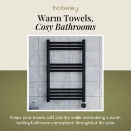 Balterley Electric Round Towel Rail 800x500 - Matt Black - thumbnail 7