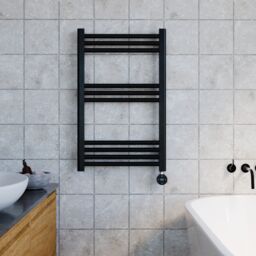 Balterley Electric Round Towel Rail 800x500 - Matt Black - thumbnail 2