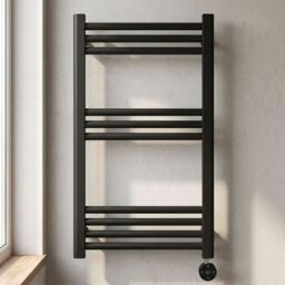 Balterley Electric Round Towel Rail 800x500 - Matt Black - thumbnail 9