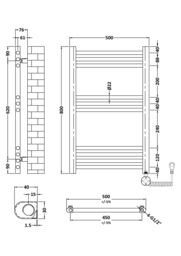 Balterley Electric Round Towel Rail 800x500 - Matt Black - thumbnail 8