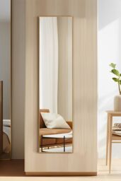 H&O Direct 30x120cm Modern Slim Frame Full Length Wall Mirror in Gold - Size: 30x120 cm - thumbnail 3