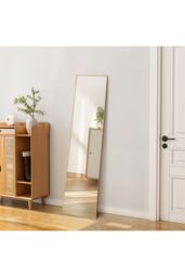 H&O Direct 30x120cm Modern Slim Frame Full Length Wall Mirror in Gold - Size: 30x120 cm - thumbnail 2