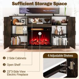 "Costway TV Cabinet for TVs up to 68"" 59"" Media Console Table in Brown" - thumbnail 3